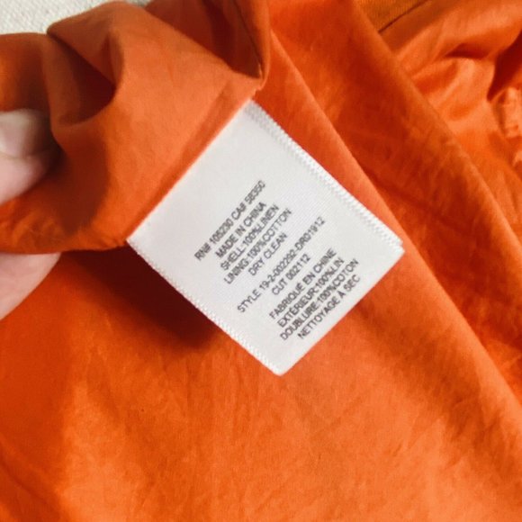 JOIE Women Medium Orange V Neck Carnell Belted Linen Wiggle Pencil Dress NEW - Picture 10 of 12